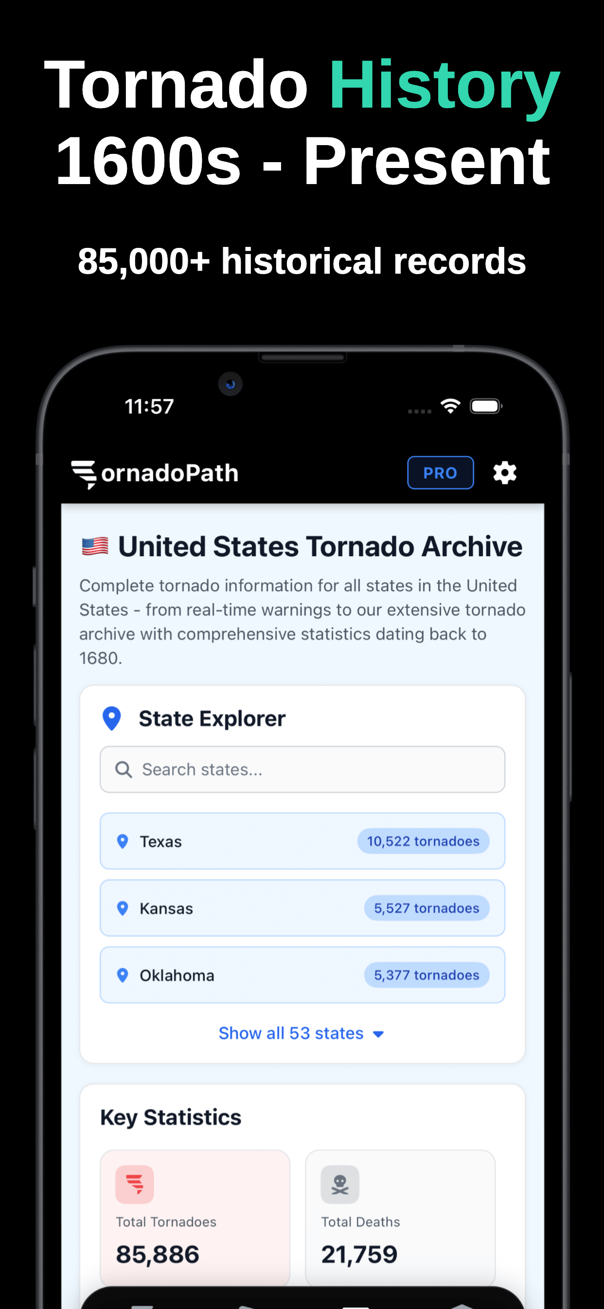 Storm Tracker - Browse past alert data and statistics